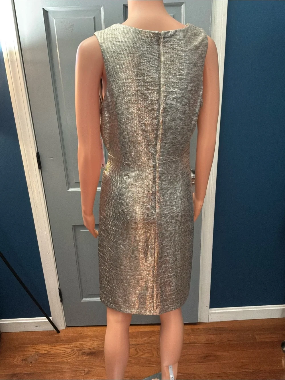 Shimmery Gold Wrap-Front Mini Dress